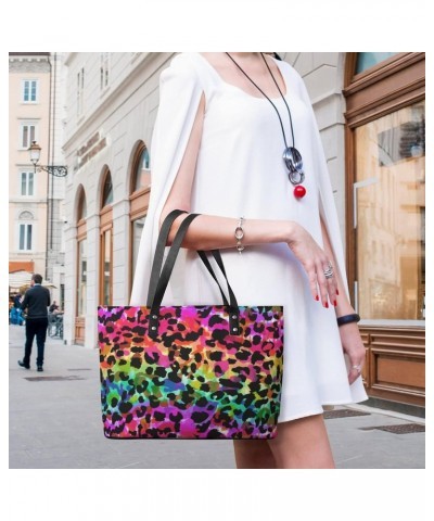 Womens Handbag Animal Rainbow Leather Tote Bag Top Handle Satchel Bags For Lady $19.24 Totes