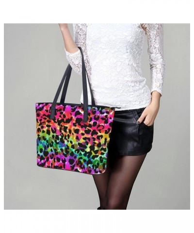 Womens Handbag Animal Rainbow Leather Tote Bag Top Handle Satchel Bags For Lady $19.24 Totes