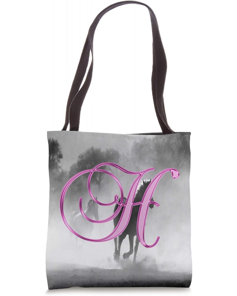 H Pink Horse Herd Animal Equine Initial Monogram Letter Name Tote Bag $12.89 Totes