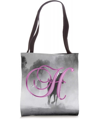 H Pink Horse Herd Animal Equine Initial Monogram Letter Name Tote Bag $12.89 Totes