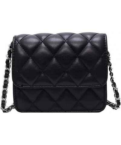 Women Fashion Quilted Leather Crossbody Bags Small Lightweight Trendy Casual Shoulder Crossbody Bags Tote Black $13.05 Crossb...