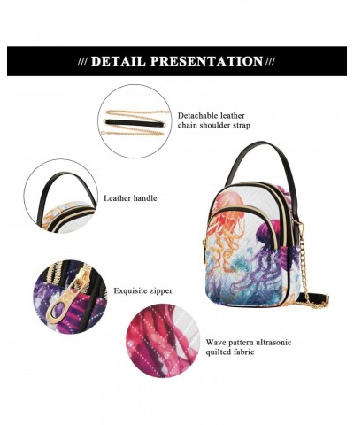 Art Jellyfish Crossbody Sling Bags for Women, Compact Fashion Handbag with Chain Strap Top handle for Evening Party Dating Tr...