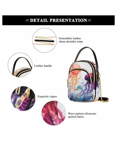 Art Jellyfish Crossbody Sling Bags for Women, Compact Fashion Handbag with Chain Strap Top handle for Evening Party Dating Tr...