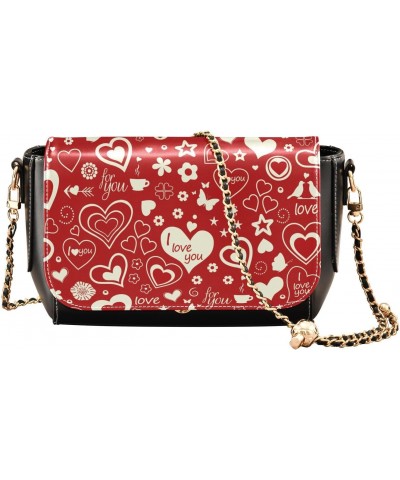 Hearts Valentines Day Crossbody Bags for Women Leather Purse Handbag Shoulder Bag for Work Gifts Daily $23.59 Shoulder Bags