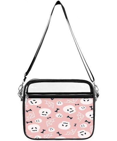 Cartoon-ghosts-pink-halloweens Texture Clear Crossbody Shoulder Purse Bag for Men Women, Stadium Clear Messenger Bag Style-1 ...