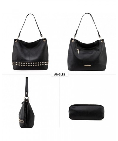 Hobo Bag Purses and Handbags for Women Top Handle Handbags with Pockets Zipper D-black $8.39 Hobo Bags