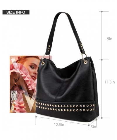 Hobo Bag Purses and Handbags for Women Top Handle Handbags with Pockets Zipper D-black $8.39 Hobo Bags