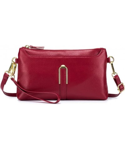 Genuine Leather Clutch for Women Crossbody Bag Small Size Handbag Cell Phone Wallet Purse Red $21.04 Crossbody Bags