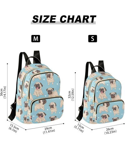 Blue Cartoon Pugs Backpack for Women Lightweight Casual Daily Quilted Travel Backpack 11.4×6.1×14.1 in Small $17.84 Backpacks