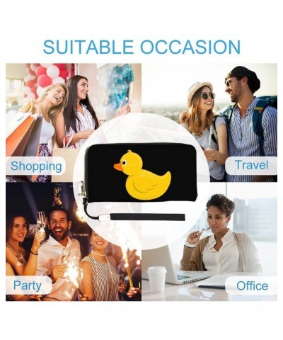 Yellow Duck Print RFID Blocking Wallet Slim Clutch Wristlet Travel Long Purse for Women Men $22.95 Wristlets