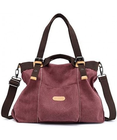 Canvas handbags women's shoulder bags female messenger bag large capacity ladies casual tote bag (Wine Red) $41.60 Totes