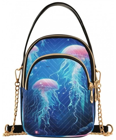 Cute Jellyfish Shoulder Bags for Women Retro Classic Handbag Purse Small Purses with Chain $13.00 Totes