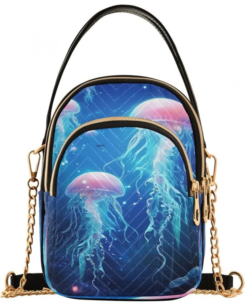 Cute Jellyfish Shoulder Bags for Women Retro Classic Handbag Purse Small Purses with Chain $13.00 Totes