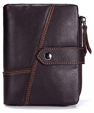 Short Wallet Top Layer Leather Men's Bag Leather Handbag Zipper Coin Holder Vertical Tri-fold Fashion Trend (Color : Black) C...