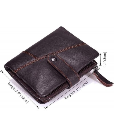 Short Wallet Top Layer Leather Men's Bag Leather Handbag Zipper Coin Holder Vertical Tri-fold Fashion Trend (Color : Black) C...