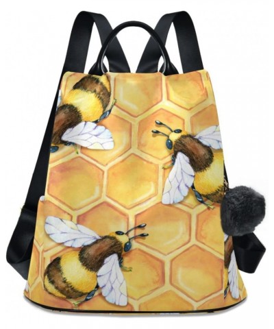 Bee Honeycomb Honey Backpack Purse for Women Travel Bag Anti Theft Back Pack Fashion Shoulder Bag with Adjustable Straps $16....