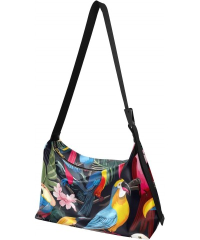 Tropical Birds Leaves Hobo Shoulder Bag for Women Men PU Leather Crossbody Bag Slouchy Tote Handbags for Work Travel $15.18 T...