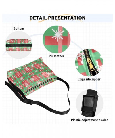 Christmas Snowflakes Check Soft PU Leather Shoulder Bag for Women Stylish Ladies Crossbody Purse with Zipper Closure Messenge...