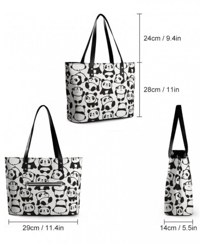 Womens Handbag Panda Patterns Leather Tote Bag Top Handle Satchel Bags For Lady $18.89 Totes