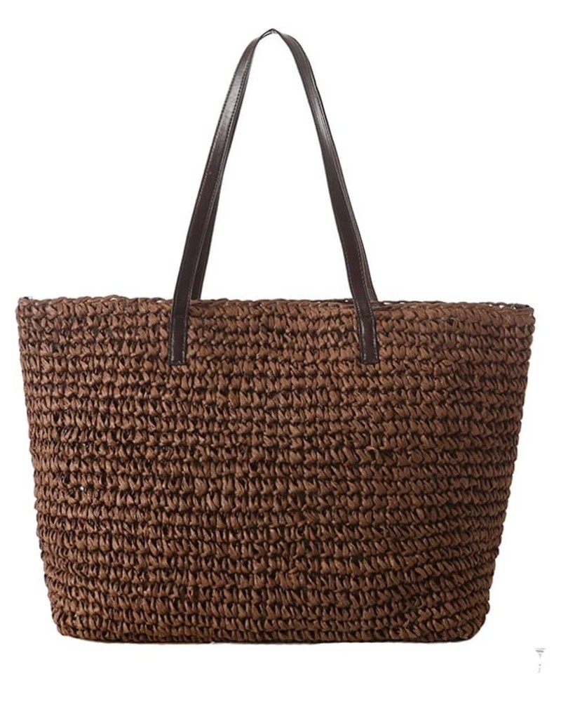 Women's Large Capacity Casual Straw Bag Classic Straw Handbag Summer Beach Shoulder Bag Bohemia D $18.89 Totes