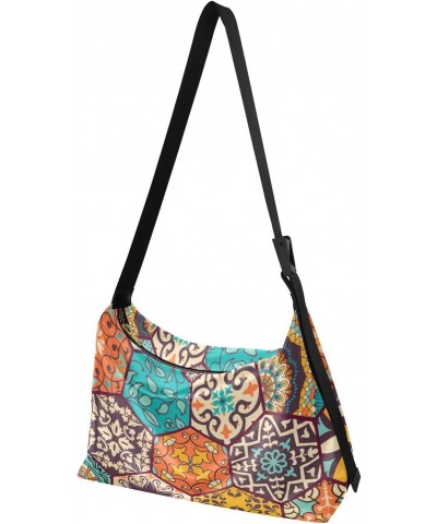 Bohemian Talavera Ceramic Tile Crossbody Bag Hobo Handbag Purse Fashion PU Leather Shoulder Bags for Women $18.01 Hobo Bags