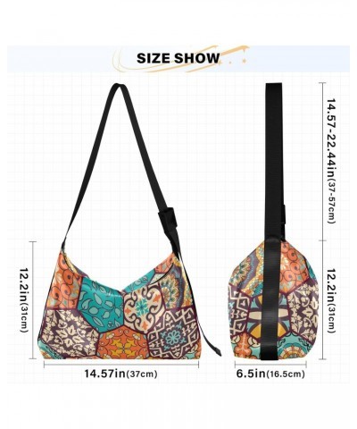 Bohemian Talavera Ceramic Tile Crossbody Bag Hobo Handbag Purse Fashion PU Leather Shoulder Bags for Women $18.01 Hobo Bags