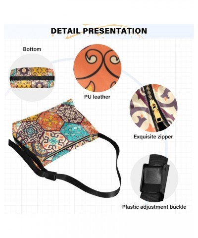 Bohemian Talavera Ceramic Tile Crossbody Bag Hobo Handbag Purse Fashion PU Leather Shoulder Bags for Women $18.01 Hobo Bags