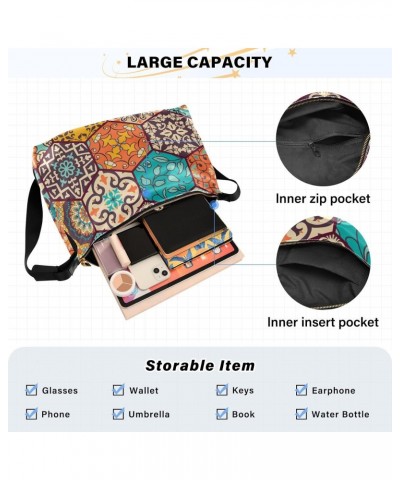 Bohemian Talavera Ceramic Tile Crossbody Bag Hobo Handbag Purse Fashion PU Leather Shoulder Bags for Women $18.01 Hobo Bags