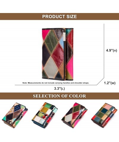 Small Wallets for Women, Multicolor Genuine Leather Compact Credit Card Holder with Coin Purse Holiday Gifts for Her B / Mult...