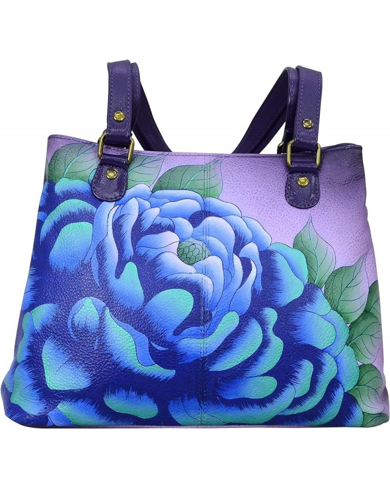 Satchel Shoulder Handbag - Genuine Leather Precious Peony Eggplant $82.16 Handbags