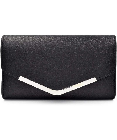 Large Metallic Glitter Envelope Clutch Evening Bag Black $11.01 Evening Bags