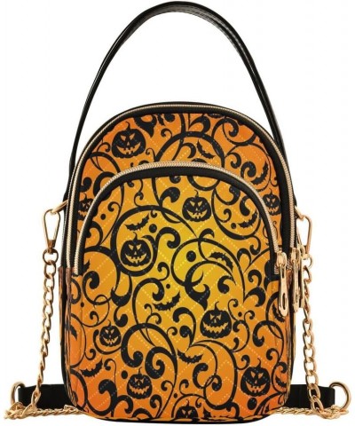 Halloween Pumpkin Bat Floral Crossbody Bag Small Shoulder Handbags Leather Purse for Women $10.92 Crossbody Bags