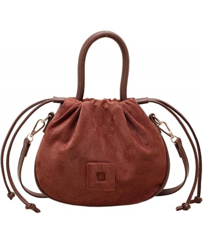 Small Suede Drawstring Crossbody Bucket Bag Purses Cute Handbags for Women Trendy 2023 Brown $14.83 Hobo Bags