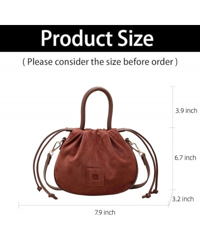 Small Suede Drawstring Crossbody Bucket Bag Purses Cute Handbags for Women Trendy 2023 Brown $14.83 Hobo Bags