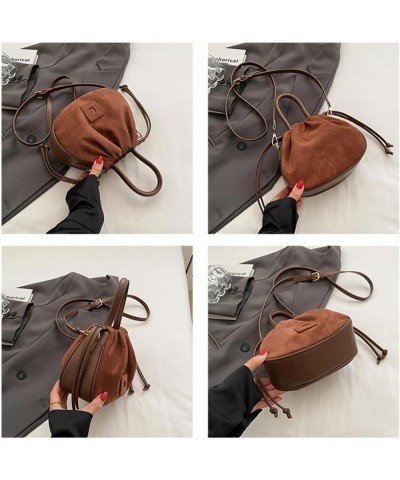 Small Suede Drawstring Crossbody Bucket Bag Purses Cute Handbags for Women Trendy 2023 Brown $14.83 Hobo Bags