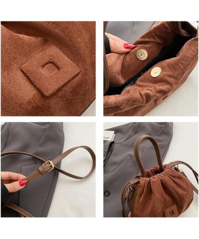 Small Suede Drawstring Crossbody Bucket Bag Purses Cute Handbags for Women Trendy 2023 Brown $14.83 Hobo Bags