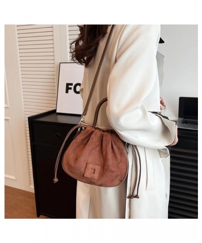 Small Suede Drawstring Crossbody Bucket Bag Purses Cute Handbags for Women Trendy 2023 Brown $14.83 Hobo Bags