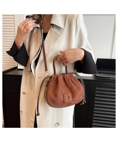 Small Suede Drawstring Crossbody Bucket Bag Purses Cute Handbags for Women Trendy 2023 Brown $14.83 Hobo Bags