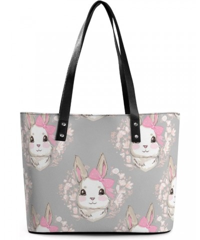 Womens Handbag Rabbits Leather Tote Bag Top Handle Satchel Bags For Lady $18.19 Totes