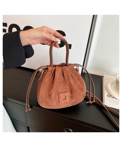 Small Suede Drawstring Crossbody Bucket Bag Purses Cute Handbags for Women Trendy 2023 Brown $14.83 Hobo Bags