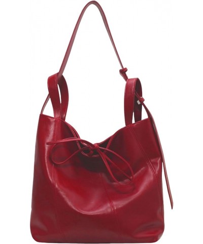 Y2k Bag Leather Tote Bag Hobo Bags for Women Red Purse Trendy Purses for Women 2024 Cute Purse Red $15.80 Shoulder Bags