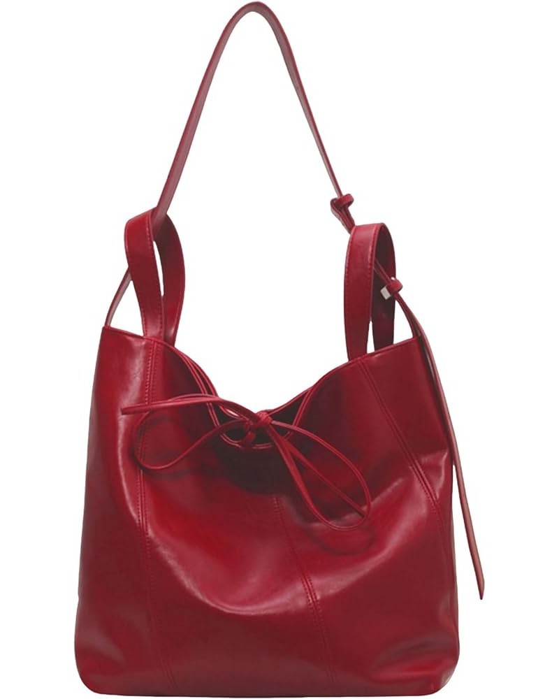 Y2k Bag Leather Tote Bag Hobo Bags for Women Red Purse Trendy Purses for Women 2024 Cute Purse Red $15.80 Shoulder Bags