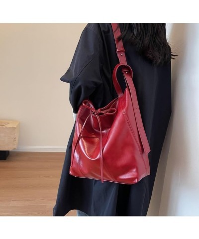 Y2k Bag Leather Tote Bag Hobo Bags for Women Red Purse Trendy Purses for Women 2024 Cute Purse Red $15.80 Shoulder Bags