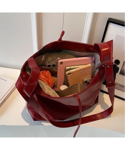 Y2k Bag Leather Tote Bag Hobo Bags for Women Red Purse Trendy Purses for Women 2024 Cute Purse Red $15.80 Shoulder Bags