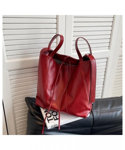 Y2k Bag Leather Tote Bag Hobo Bags for Women Red Purse Trendy Purses for Women 2024 Cute Purse Red $15.80 Shoulder Bags