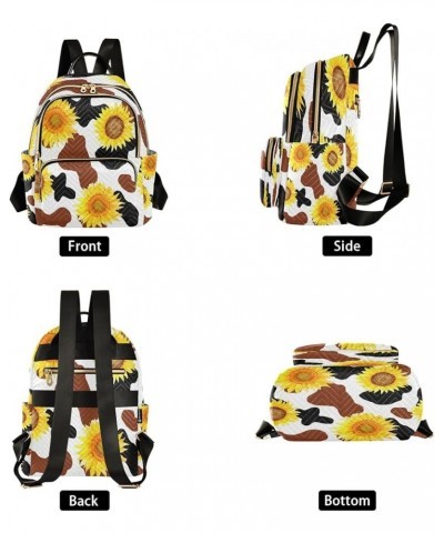 Backpack Purse for Women Cow Print Yellow Sunflower Floral Casual Shoulder Bag Small Backpack M Small $13.52 Backpacks