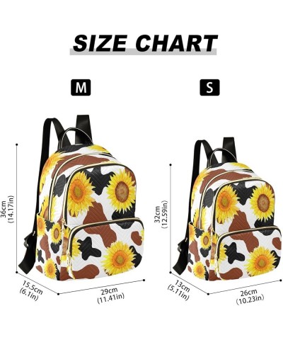 Backpack Purse for Women Cow Print Yellow Sunflower Floral Casual Shoulder Bag Small Backpack M Small $13.52 Backpacks