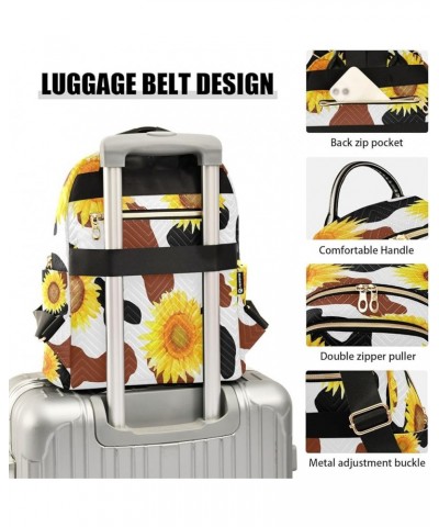 Backpack Purse for Women Cow Print Yellow Sunflower Floral Casual Shoulder Bag Small Backpack M Small $13.52 Backpacks