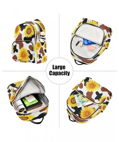 Backpack Purse for Women Cow Print Yellow Sunflower Floral Casual Shoulder Bag Small Backpack M Small $13.52 Backpacks