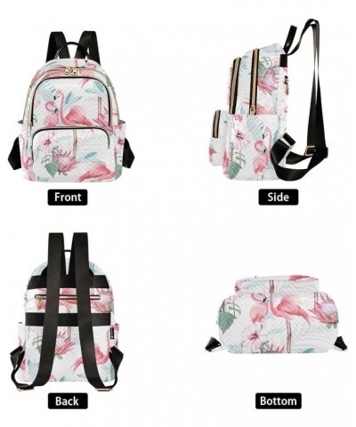 Pink Flamingo Palm Leaves Quilted Backpack for Women Purse Shoulder Bag Travel Bags for Daily Work Nurse S Small $17.97 Backp...